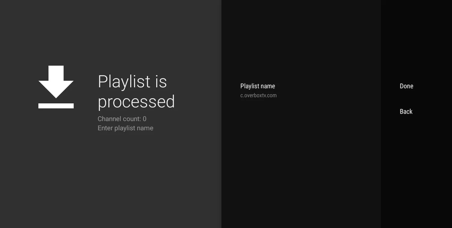 Ecrã de playlist processada a pedir que introduza um nome para a playlist
