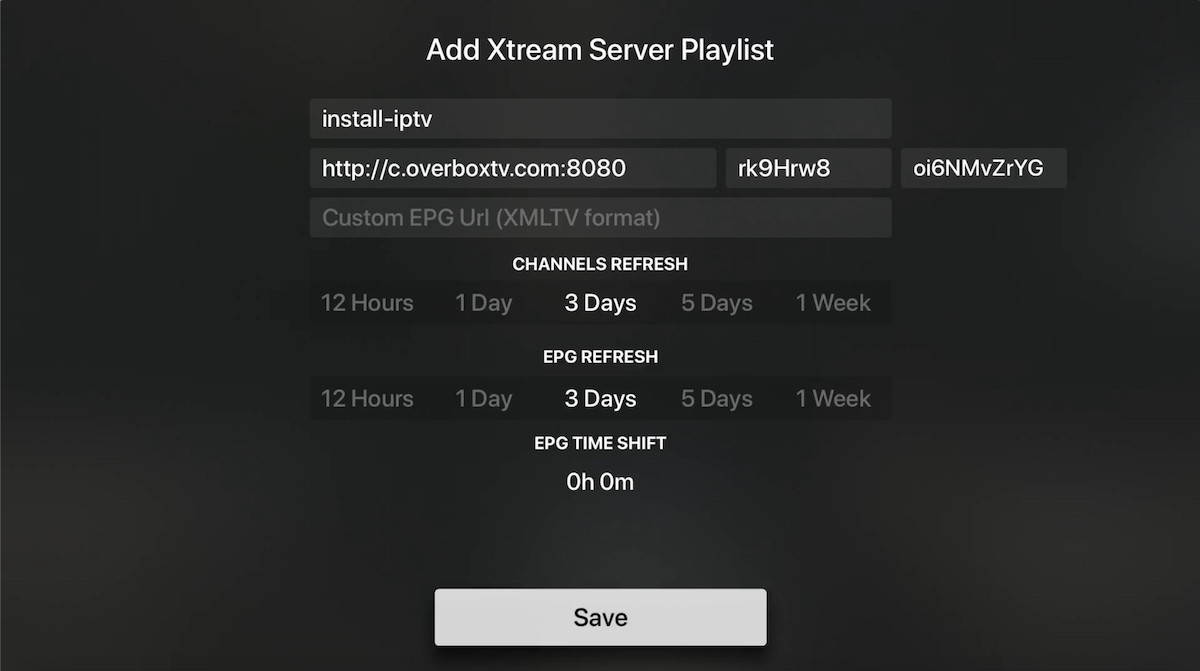 IPTV sur Apple TV - Codes Xtream