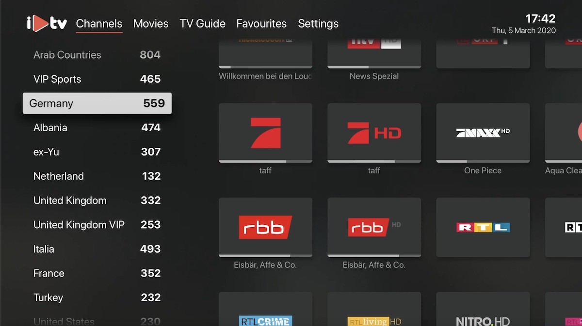 Deutschland Kanäle im Apple TV