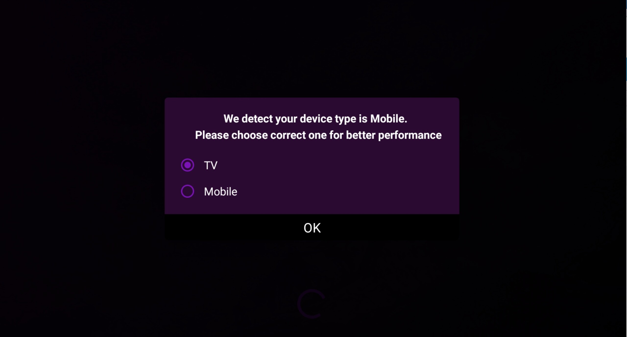Install IPTV Smart Purple - choose display mode