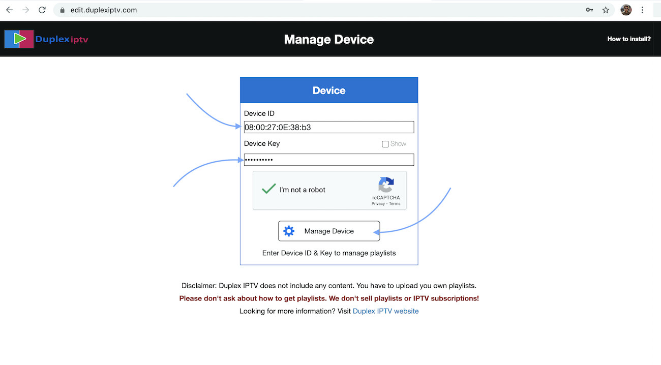 Install Duplex IPTV step 2