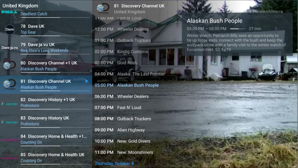 TiviMate Expanded EPG for a TV channel